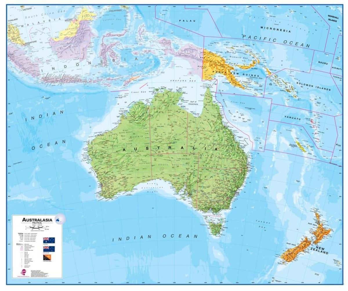 Карта Австралии и Новой Зеландии - Австралия, Новая Зеландия карта ( Австралия и Новая Зеландия - Океания)