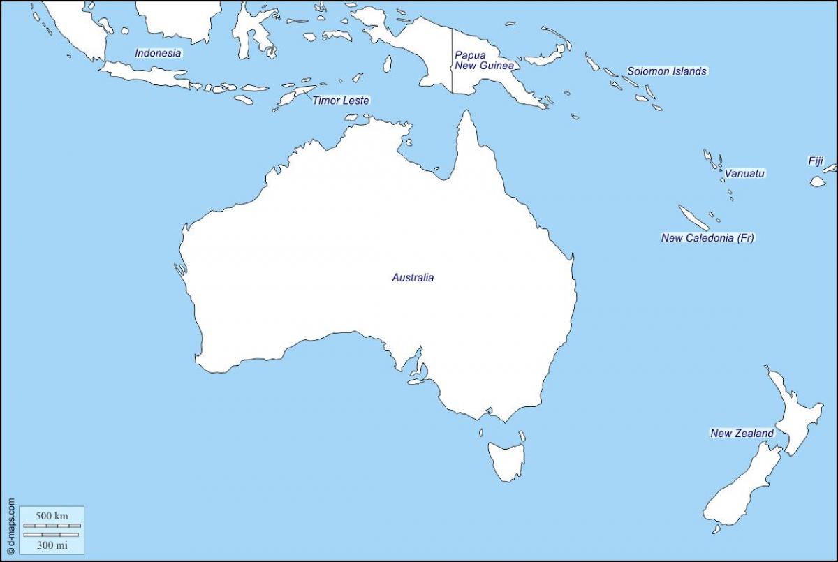 контурная карта Австралии и Новой Зеландии