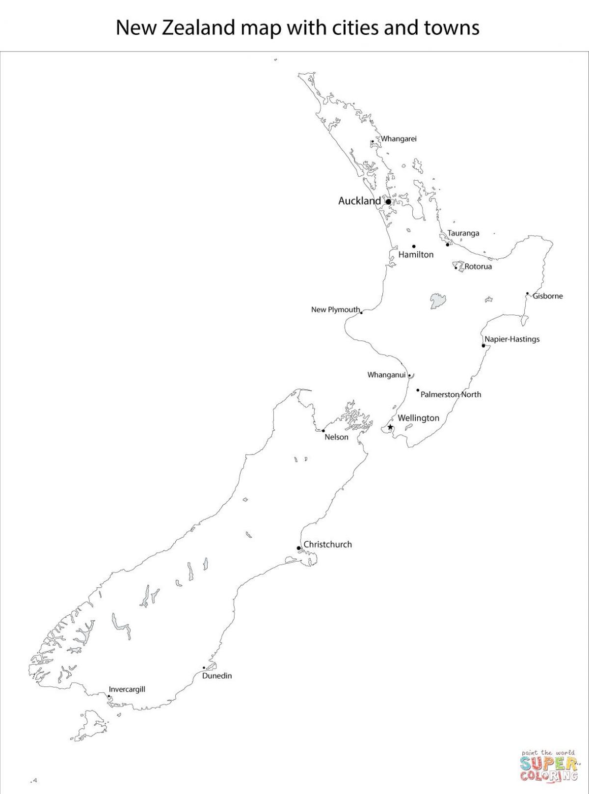 Новая Зеландия карта с городами