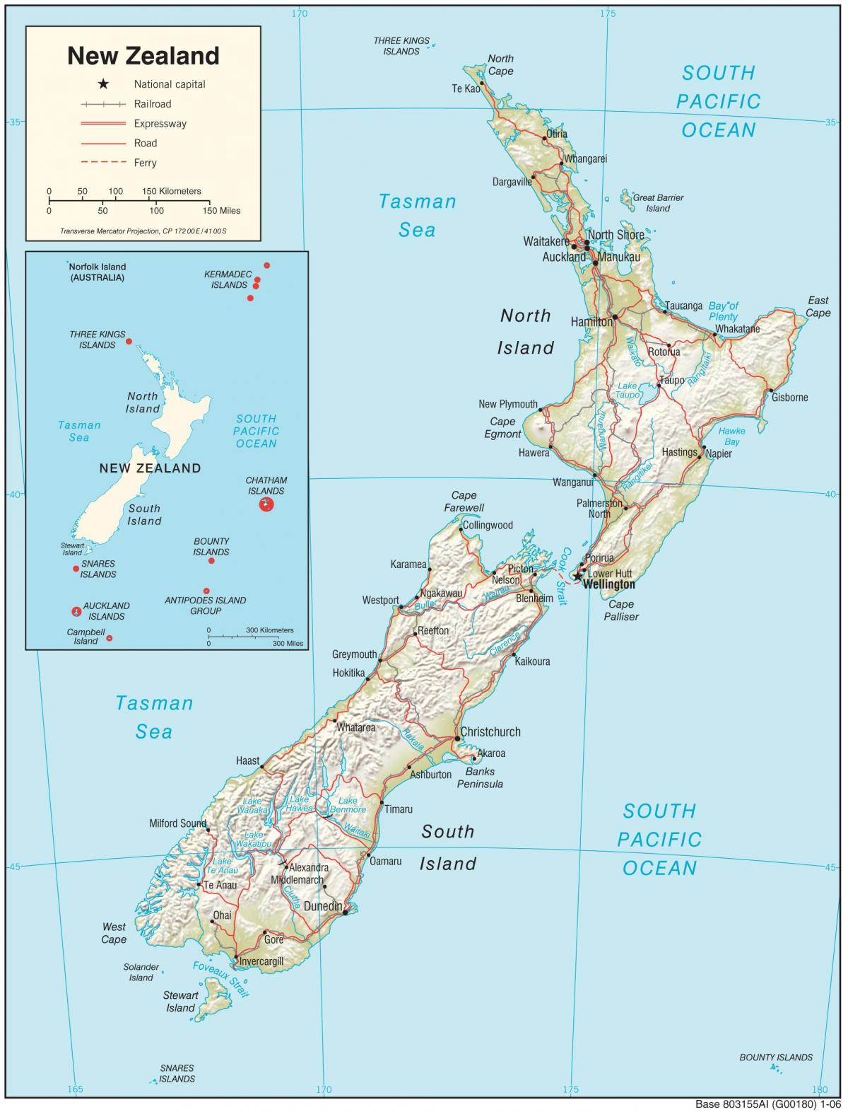 Новая Зеландия карта HD
