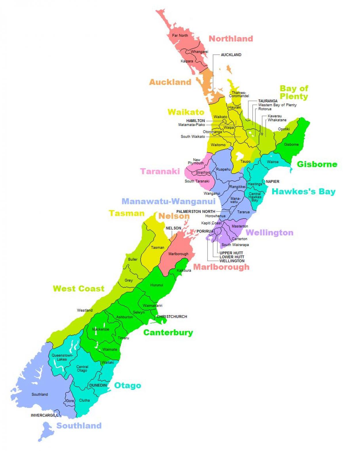 Новая Зеландия район на карте