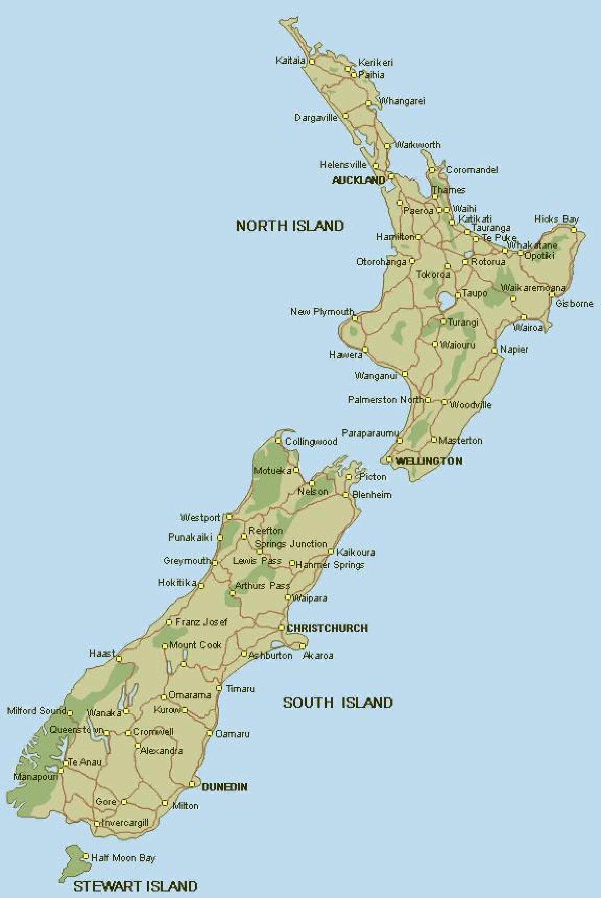 Новая Зеландия подробная карта