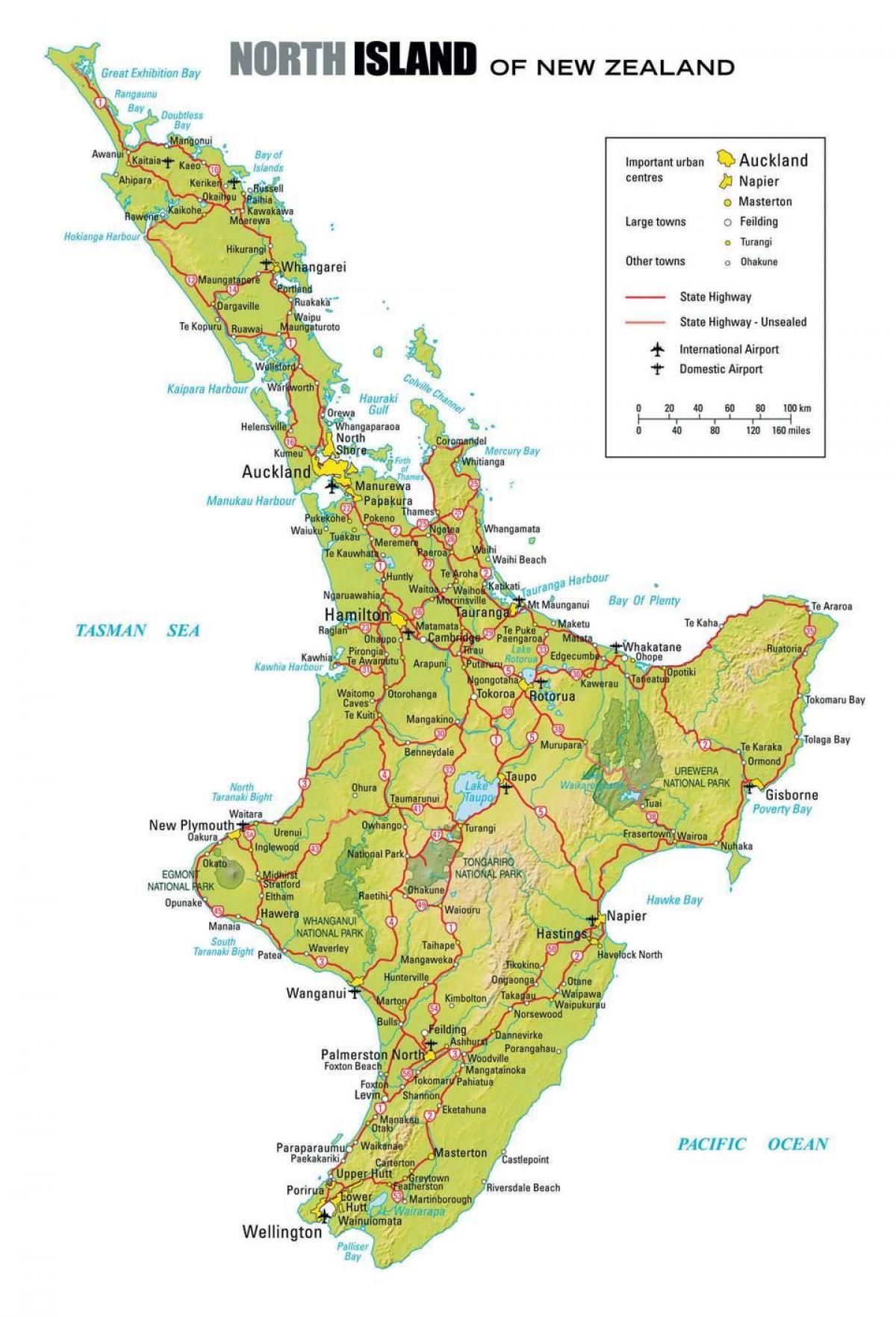 карта северной части Новой Зеландии