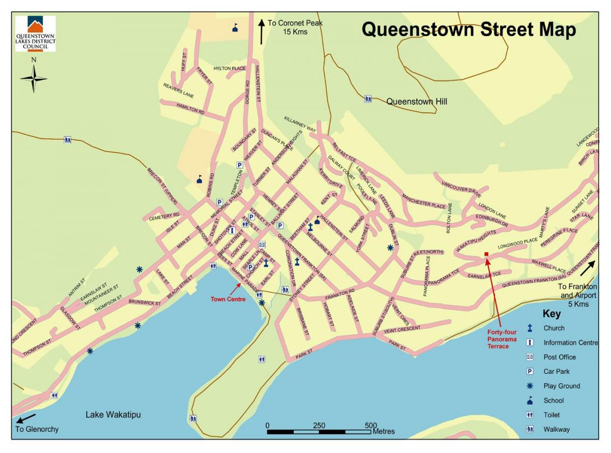 карта улиц города квинстаун Новая Зеландия