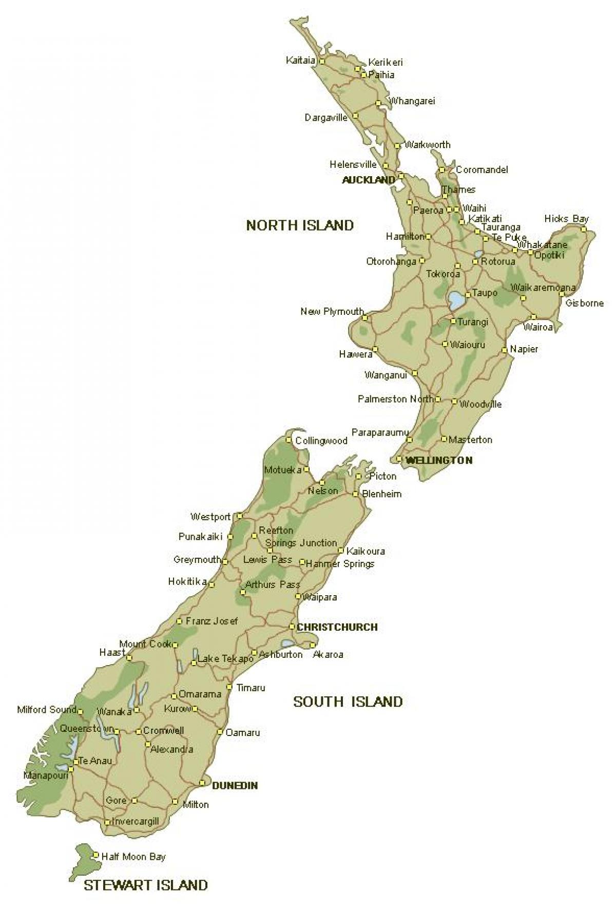 Карта подробная Новая Зеландия