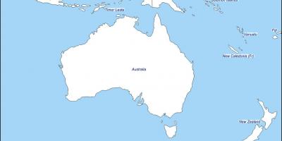 Контурная карта Австралии и Новой Зеландии