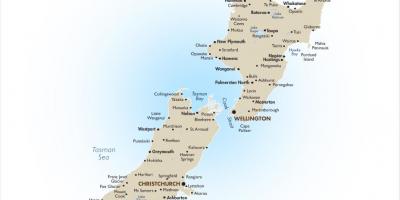 Карта Новой Зеландии с крупных городов